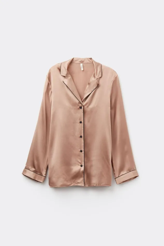 Intimissimi Long Pajamas Women MannishCut Jacket In Silk Satin Natural 163i 8211 Satin Pink