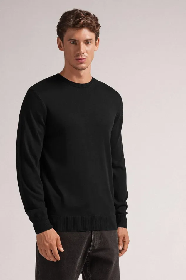 Intimissimi Long Sleeve Tops Men Long Sleeve Crewneck Top Black 019 8211 Black