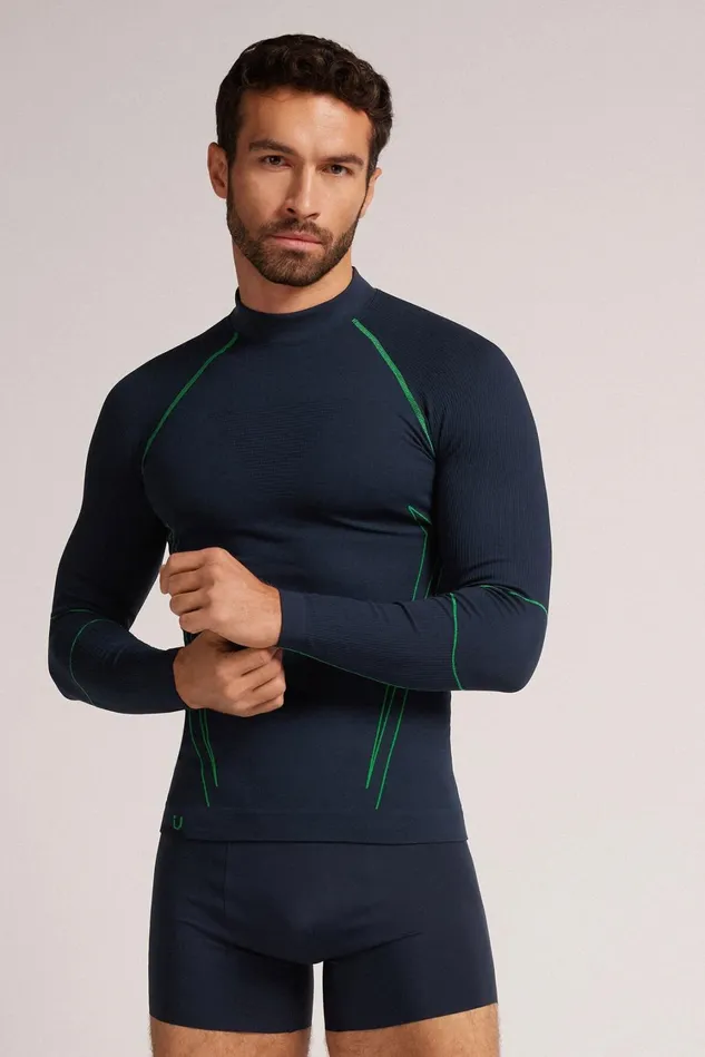 Intimissimi Long Sleeve Tops Men Long Sleeve Technical Sport Top Blue 800 8211 Blu Notte
