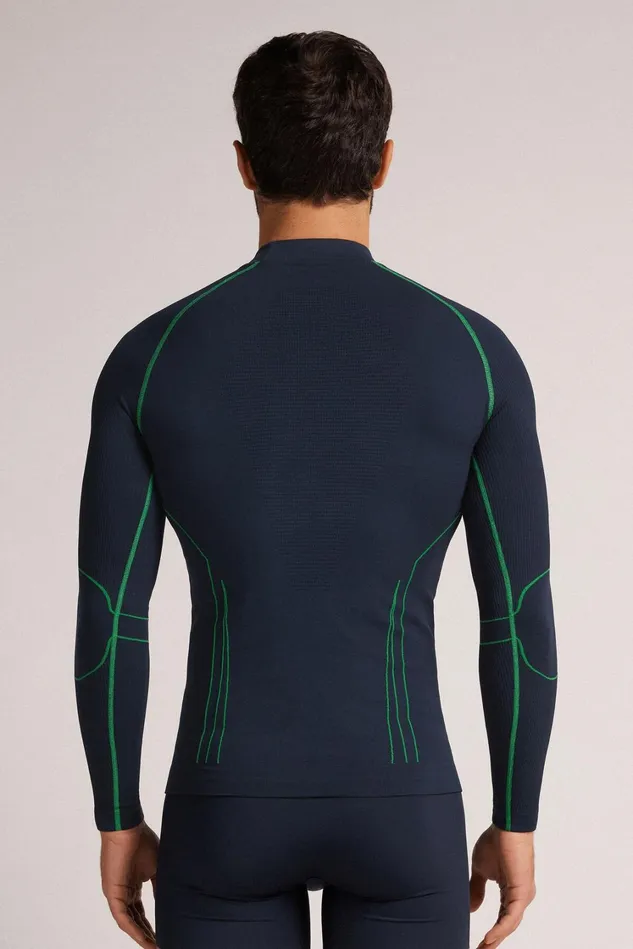 Intimissimi Long Sleeve Tops Men Long Sleeve Technical Sport Top Blue 800 8211 Blu Notte