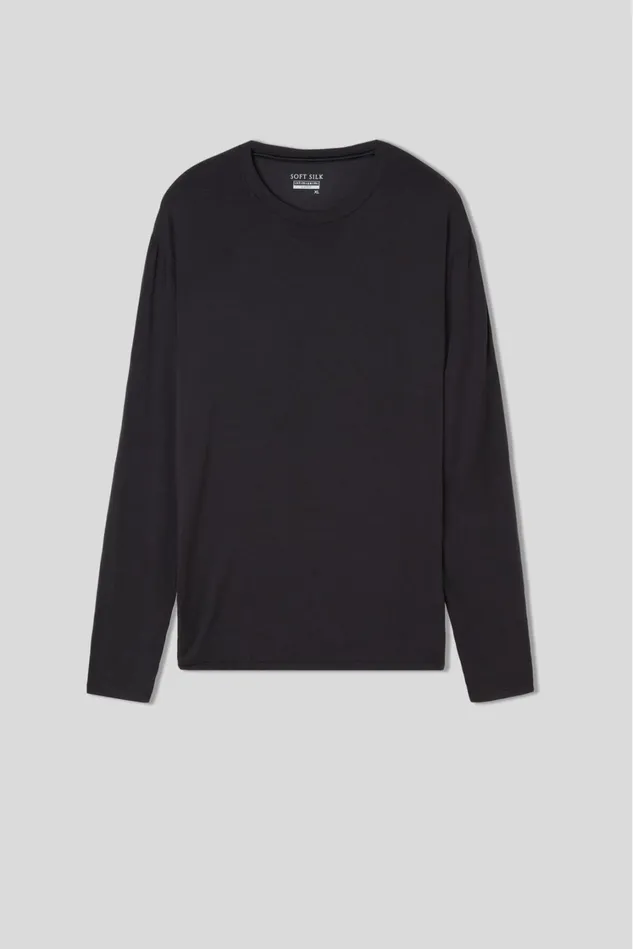 Intimissimi Long Sleeve Tops Men Soft Silk Long Sleeve Top Black 019 8211 Black