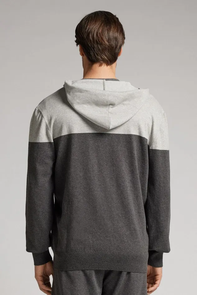 Intimissimi Long Sleeve Tops Men Zip Fleece Sweatshirt Grey 571j 8211 Grigio Chiaro Melangegrigio Scuro Melange