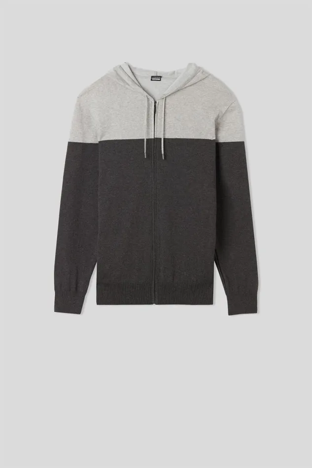 Intimissimi Long Sleeve Tops Men Zip Fleece Sweatshirt Grey 571j 8211 Grigio Chiaro Melangegrigio Scuro Melange
