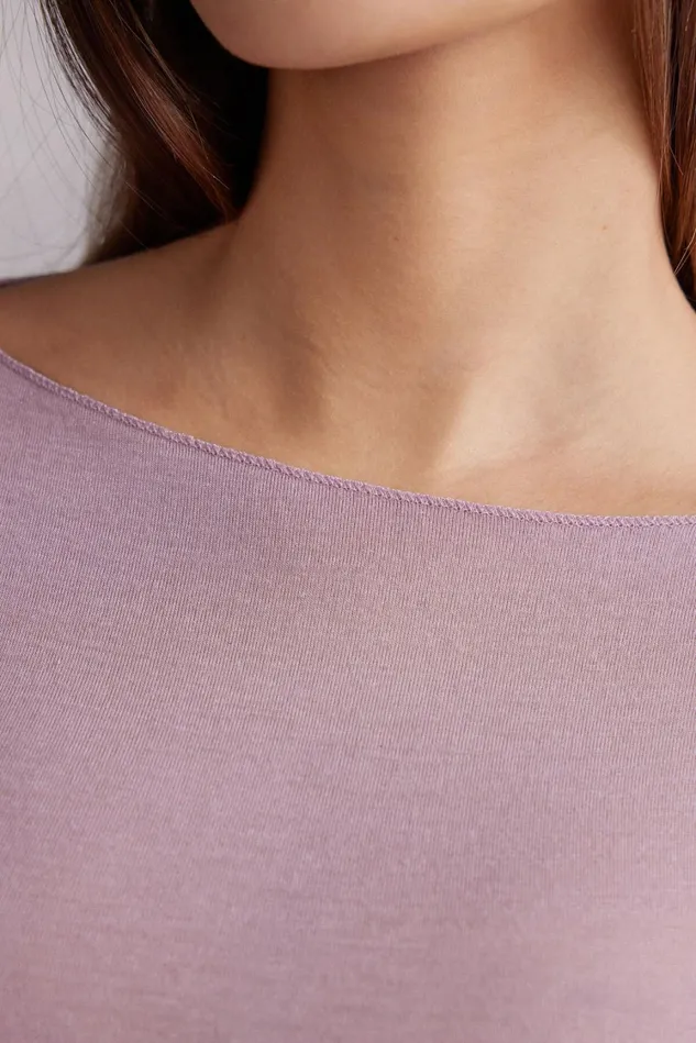 Intimissimi Long Sleeve Tops Women Boat Neck Modal Cashmere Ultralight Top Violet 549j 8211 Dusty Lily