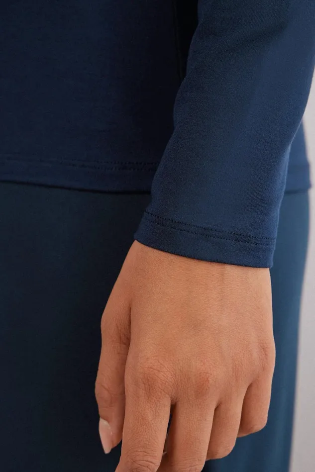 Intimissimi Long Sleeve Tops Women Long Sleeve Bateau Neck Top In Micromodal 1467 8211 Intense Blue