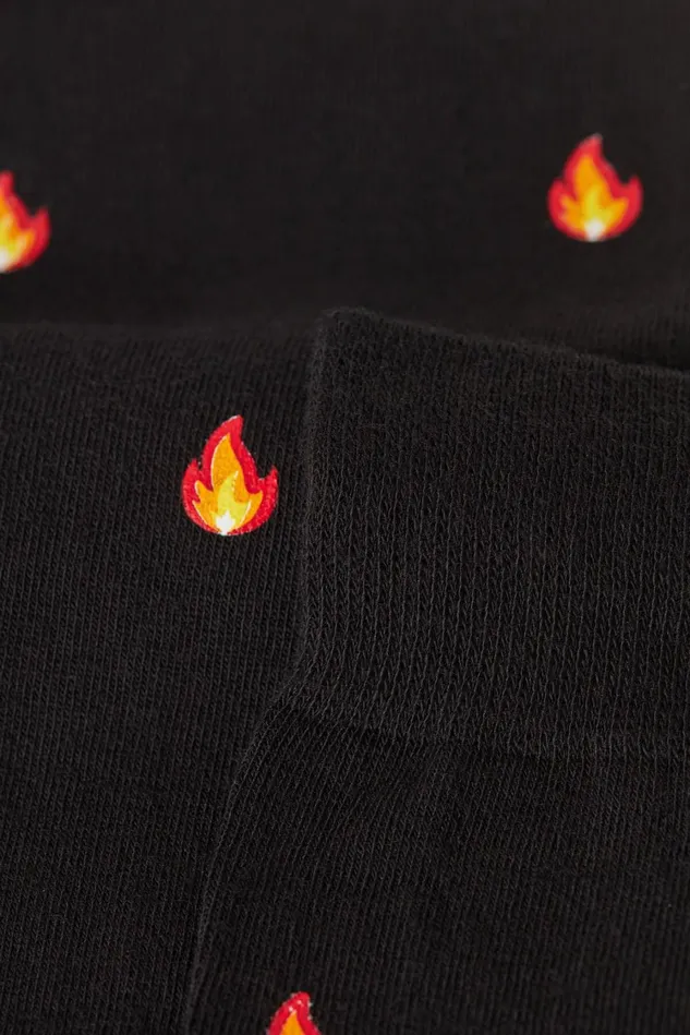 Intimissimi Long Socks Men Knee Socks In Patterned Cotton Black 509j 8211 Nero Stampa Fiamme