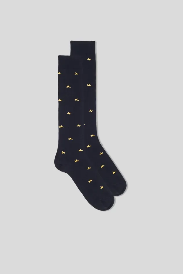 Intimissimi Long Socks Men Knee Socks In Patterned Cotton Blue 525j 8211 Blu Scuro Stampa Banane Intimissimi Long Socks Men Knee Socks In Patterned Cotton Blue 525j 8211 Blu Scuro Stampa Banane
