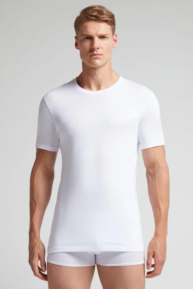 Intimissimi Pajama Separates Men Superior Cotton TShirt White 001 8211 White