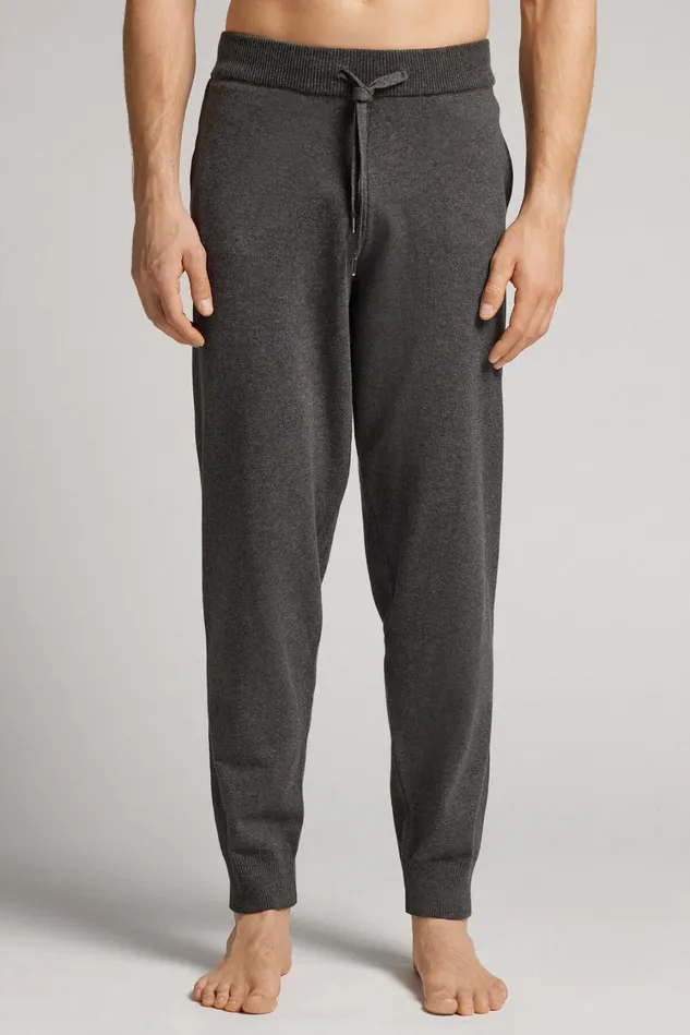 Intimissimi Pants Men Full Length Knit Pants Grey 040 8211 Dark Grey Blend