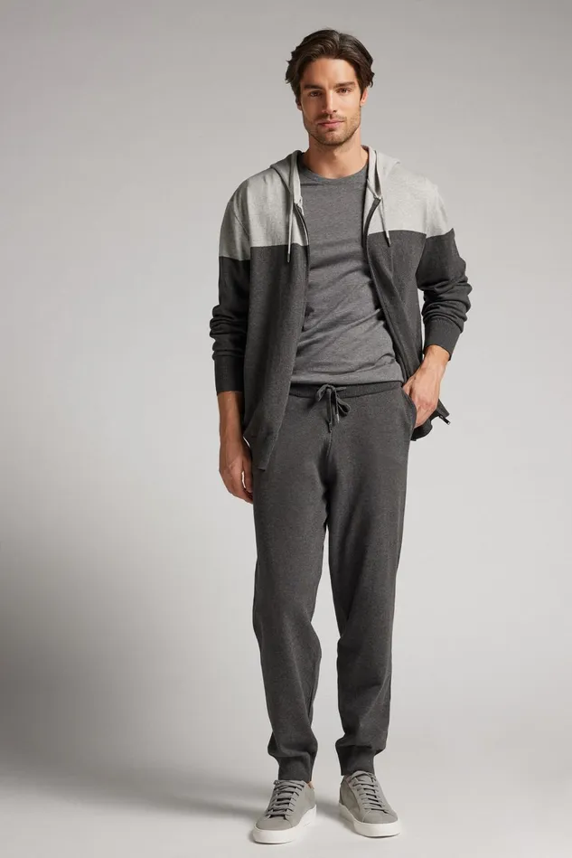 Intimissimi Pants Men Full Length Knit Pants Grey 040 8211 Dark Grey Blend