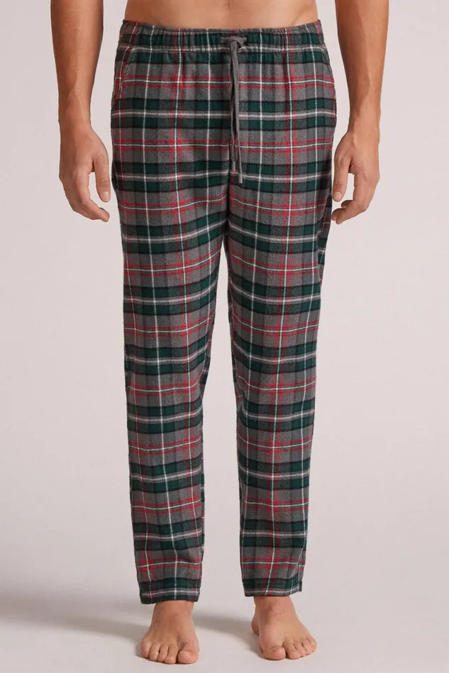 Intimissimi Pants Men Grey Check Pants In Brushed Cotton Cloth Green 736j 8211 Check Grigio Melangeverde Intimissimi Pants Men Grey Check Pants In Brushed Cotton Cloth Green 736j 8211 Check Grigio Melangeverde