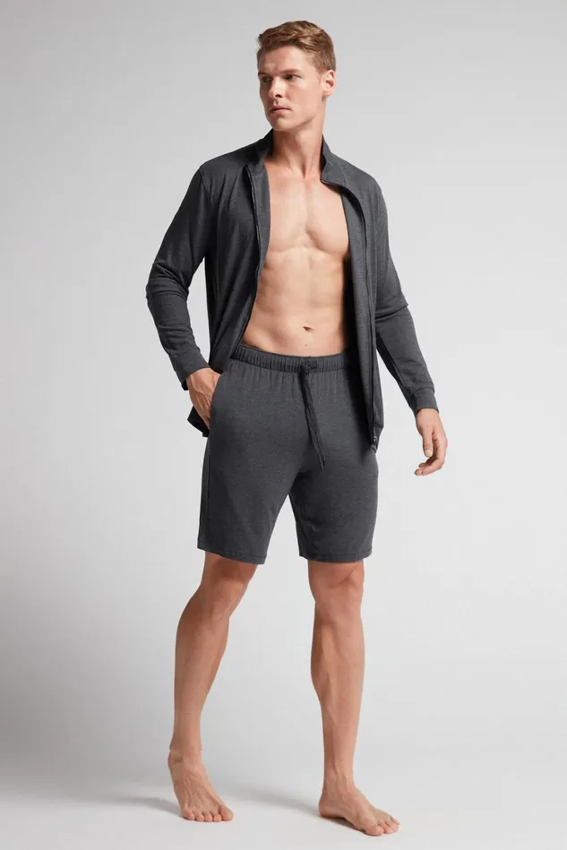 Intimissimi Pants Men Silk And Modal Shorts Grey 040 8211 Dark Grey Blend