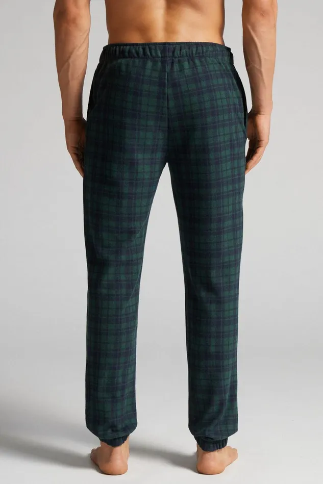 Intimissimi Pants Men Tartan Green Patterned Tricot Full Length Pants Blue 425j 8211 Tartan Verde