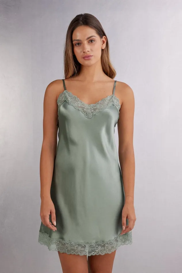 Intimissimi Slips Babydolls Women Silk Slip With Lace Insert Detail Green 657j 8211 Fade Green Intimissimi Slips Babydolls Women Silk Slip With Lace Insert Detail Green 657j 8211 Fade Green