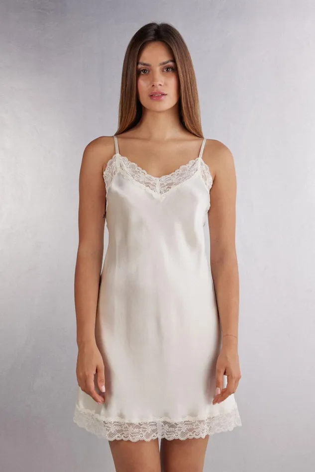 Intimissimi Slips Babydolls Women Silk Slip With Lace Insert Detail Ivory 2127 8211 Talc White Intimissimi Slips Babydolls Women Silk Slip With Lace Insert Detail Ivory 2127 8211 Talc White