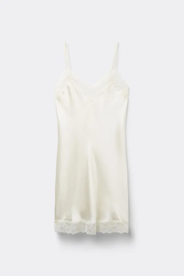 Intimissimi Slips Babydolls Women Silk Slip With Lace Insert Detail Ivory 2127 8211 Talc White