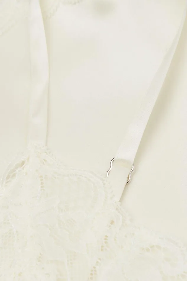 Intimissimi Slips Babydolls Women Silk Slip With Lace Insert Detail Ivory 2127 8211 Talc White