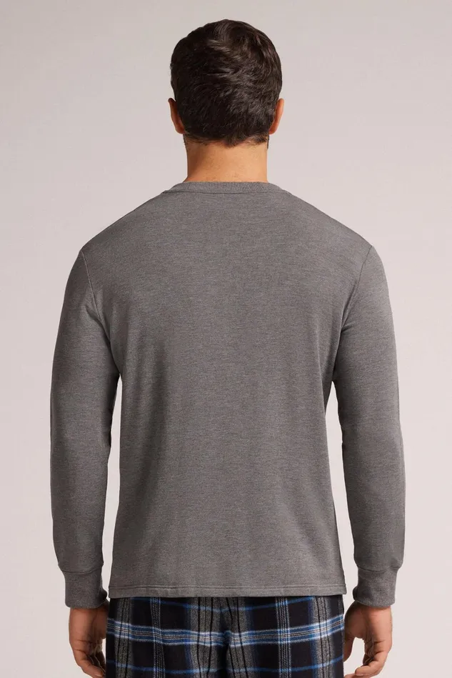 Intimissimi Sweatshirts Men Long Sleeve Top In Modal Fleece Dark Grey 5227 8211 Heathered Graphite Grey
