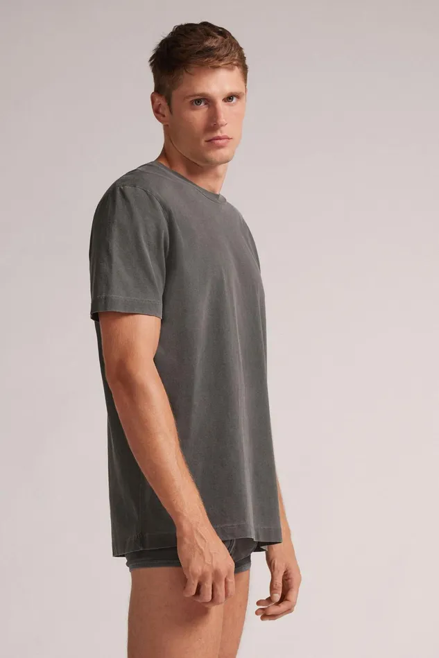 Intimissimi TShirts Polos Men Washed Collection Cotton TShirt Grey 684j 8211 Grey Stone Delave039