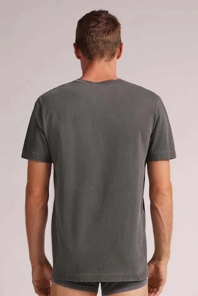 Intimissimi TShirts Polos Men Washed Collection Cotton TShirt Grey 684j 8211 Grey Stone Delave039