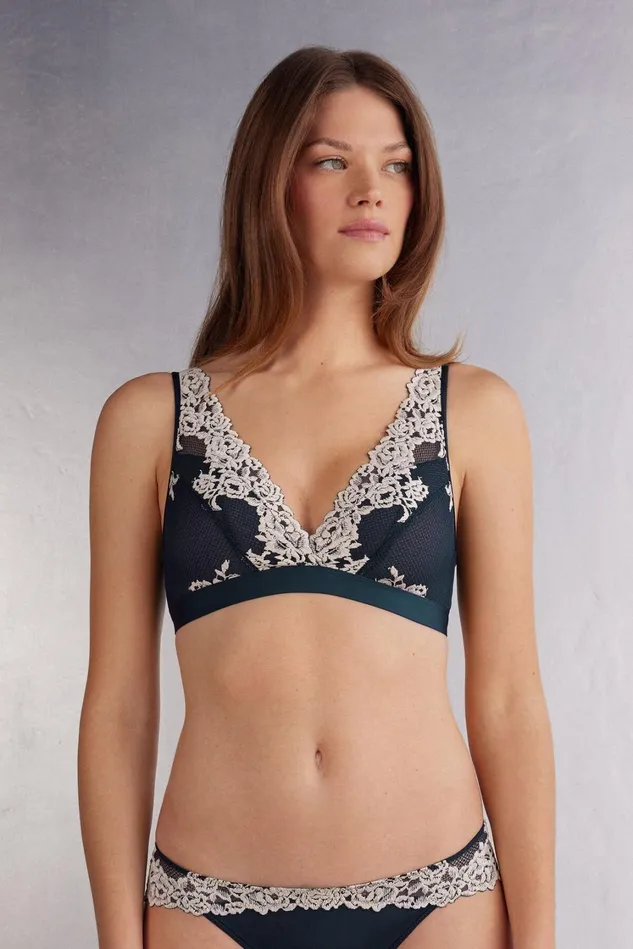 Intimissimi Triangle Women Pretty Flowers Lara Triangle Bra Blue 347i 8211 Deep Bluevanilla
