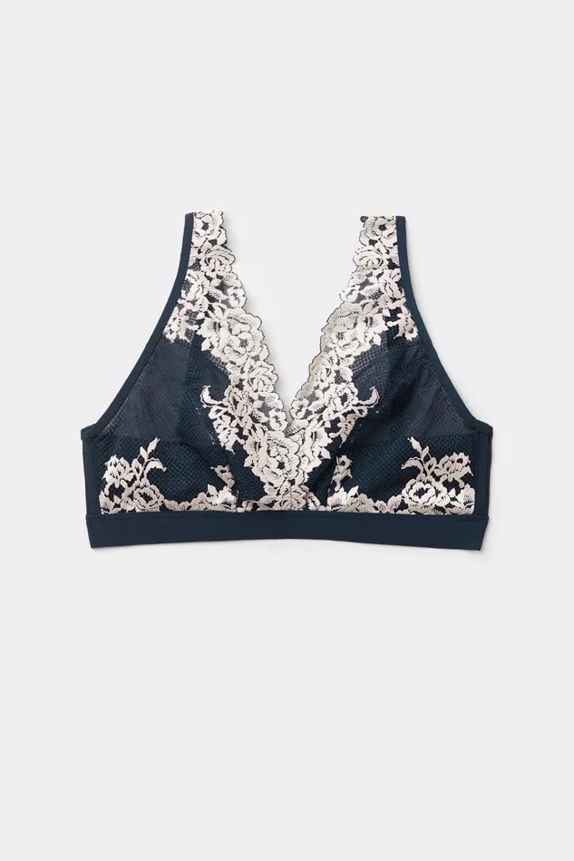 Intimissimi Triangle Women Pretty Flowers Lara Triangle Bra Blue 347i 8211 Deep Bluevanilla