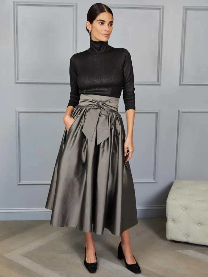 JMcLaughlin Alex Silk Skirt RSVP X Steven Stolman Gunmetal Women Skirts and Skorts