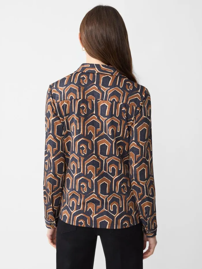 JMcLaughlin Betty Shirt In Maxi Painted Labrynth Blackcamel Women Shirts and Tops JMcLaughlin Betty Shirt In Maxi Painted Labrynth Blackcamel Women Shirts and Tops