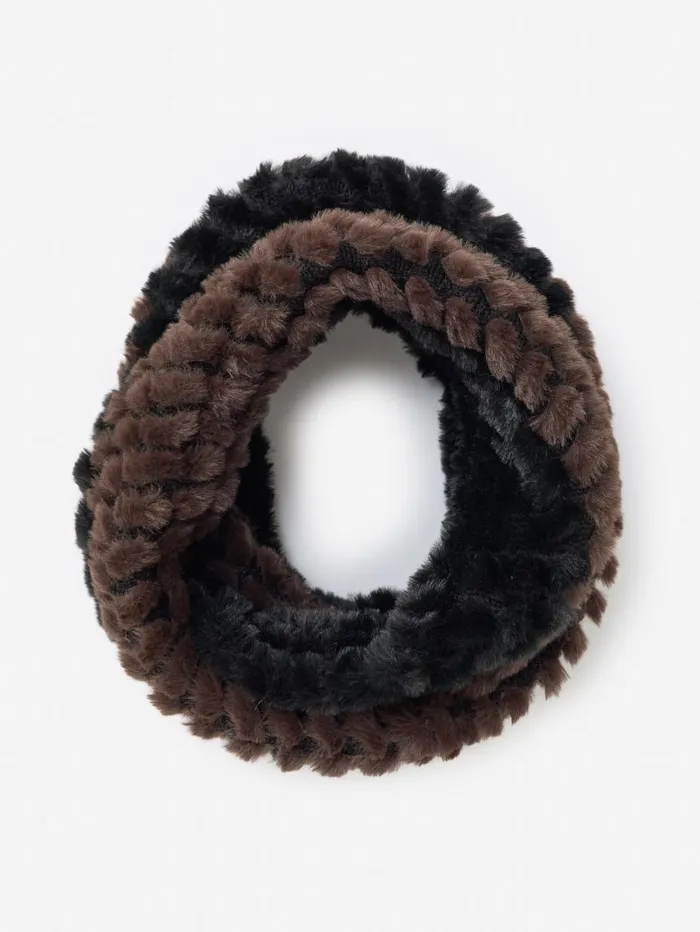 JMcLaughlin Bormio Faux Fur Neckwarmer Blackdark Brown Women Scarves