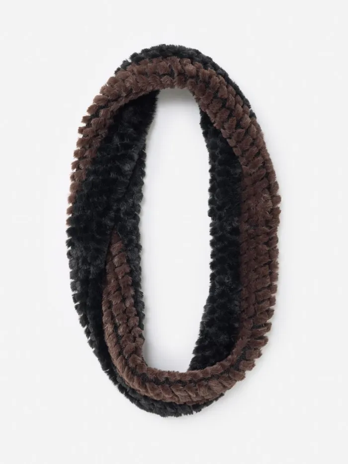 JMcLaughlin Bormio Faux Fur Neckwarmer Blackdark Brown Women Scarves JMcLaughlin Bormio Faux Fur Neckwarmer Blackdark Brown Women Scarves