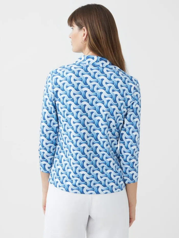 JMcLaughlin Cornelia 34 Sleeve Shirt In Mini Dream Weaver Dark Blueblue Women Shirts and Tops JMcLaughlin Cornelia 34 Sleeve Shirt In Mini Dream Weaver Dark Blueblue Women Shirts and Tops