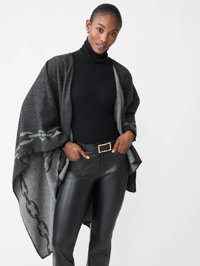 JMcLaughlin Cosima Reversible Wrap In Chain Jacquard Gray Women Jackets and Outerwear JMcLaughlin Cosima Reversible Wrap In Chain Jacquard Gray Women Jackets and Outerwear