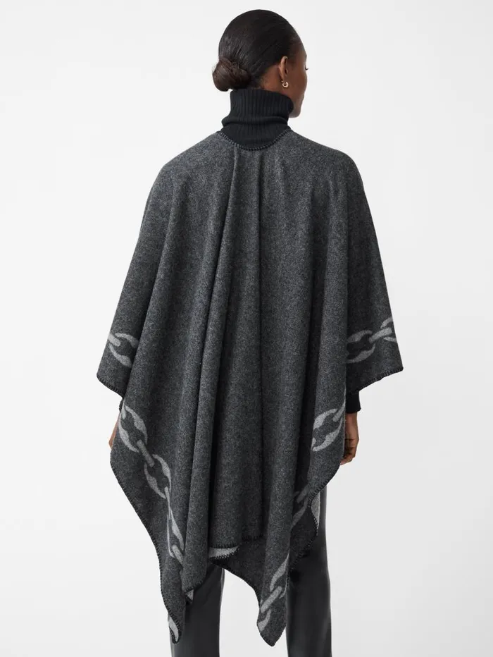 JMcLaughlin Cosima Reversible Wrap In Chain Jacquard Gray Women Jackets and Outerwear JMcLaughlin Cosima Reversible Wrap In Chain Jacquard Gray Women Jackets and Outerwear