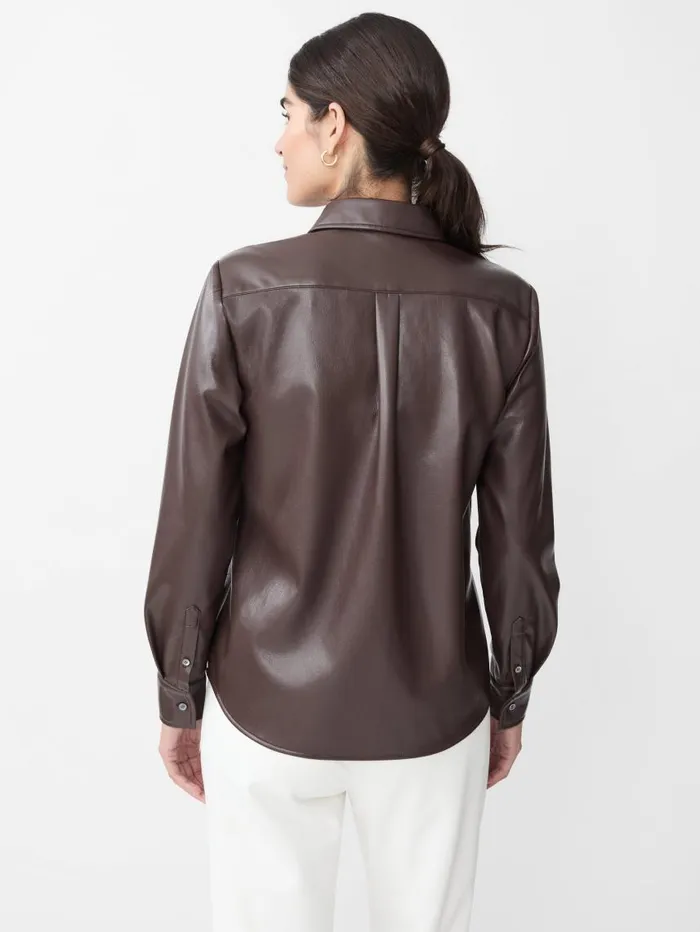 JMcLaughlin Denver Vegan Leather Shirt Dark Brown Women Shirts and Tops JMcLaughlin Denver Vegan Leather Shirt Dark Brown Women Shirts and Tops