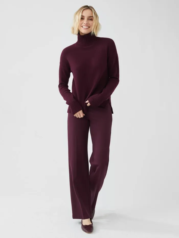JMcLaughlin Dina Cashmere Turtleneck Merlot Women Sweaters JMcLaughlin Dina Cashmere Turtleneck Merlot Women Sweaters
