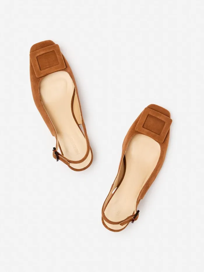 JMcLaughlin Frenchette Suede Slingbacks Saddle Women Heels JMcLaughlin Frenchette Suede Slingbacks Saddle Women Heels