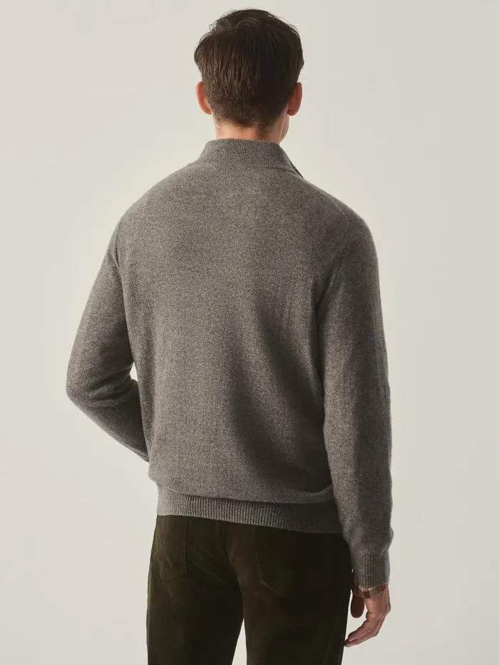 JMcLaughlin Henry Cashmere 14 Zip Pewter Men Sweaters JMcLaughlin Henry Cashmere 14 Zip Pewter Men Sweaters