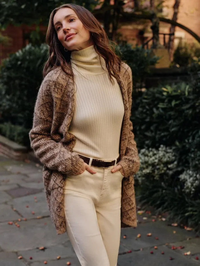 JMcLaughlin Ida Cardigan In Jacquard Brownmulti Women Sweaters