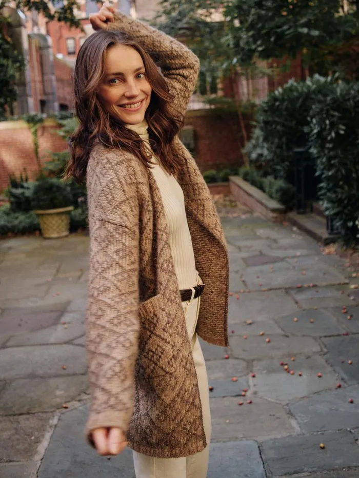 JMcLaughlin Ida Cardigan In Jacquard Brownmulti Women Sweaters JMcLaughlin Ida Cardigan In Jacquard Brownmulti Women Sweaters
