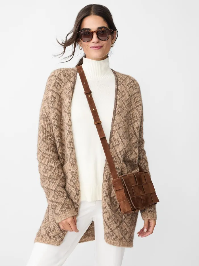 JMcLaughlin Ida Cardigan In Jacquard Brownmulti Women Sweaters JMcLaughlin Ida Cardigan In Jacquard Brownmulti Women Sweaters