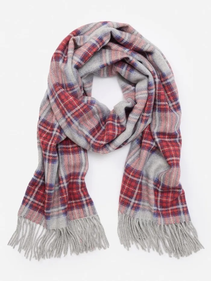 JMcLaughlin Jaipur Cashmere Scarf In St Augustine Plaid Light Gray Multi Women Scarves JMcLaughlin Jaipur Cashmere Scarf In St Augustine Plaid Light Gray Multi Women Scarves