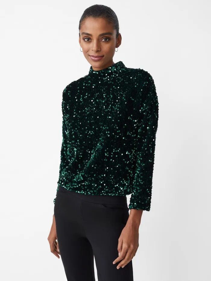 JMcLaughlin Leeza Sequin Top Emerald Green Women Shirts and Tops JMcLaughlin Leeza Sequin Top Emerald Green Women Shirts and Tops