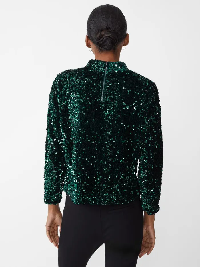 JMcLaughlin Leeza Sequin Top Emerald Green Women Shirts and Tops JMcLaughlin Leeza Sequin Top Emerald Green Women Shirts and Tops