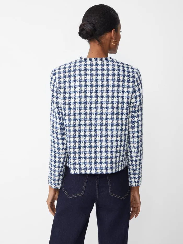 JMcLaughlin Martha Jacket In Houndstooth Whitenavylight Blue Women Jackets and Outerwear JMcLaughlin Martha Jacket In Houndstooth Whitenavylight Blue Women Jackets and Outerwear