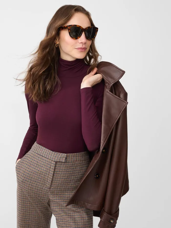 JMcLaughlin Nadia Turtleneck Burgundy Women Shirts and Tops JMcLaughlin Nadia Turtleneck Burgundy Women Shirts and Tops