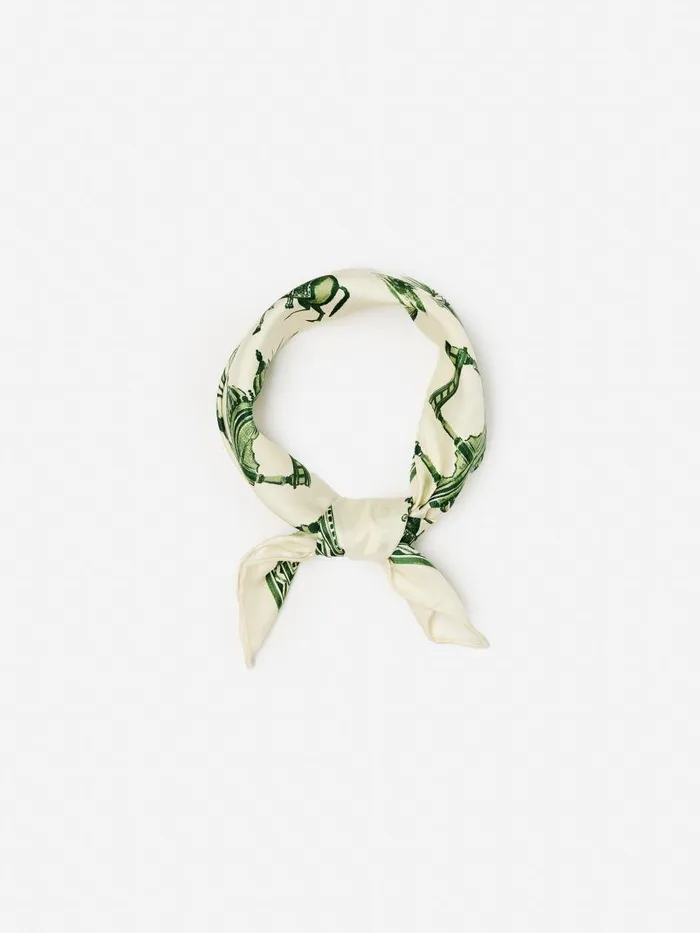 JMcLaughlin Nikka Silk Kerchief In Desert Toile Off Whitegreen Women Scarves
