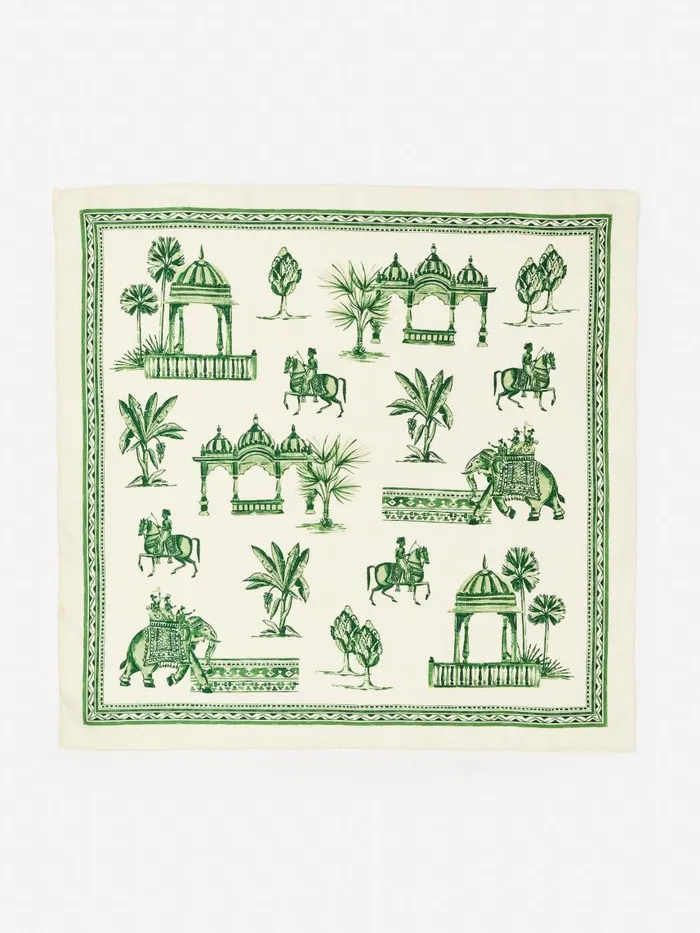 JMcLaughlin Nikka Silk Kerchief In Desert Toile Off Whitegreen Women Scarves JMcLaughlin Nikka Silk Kerchief In Desert Toile Off Whitegreen Women Scarves