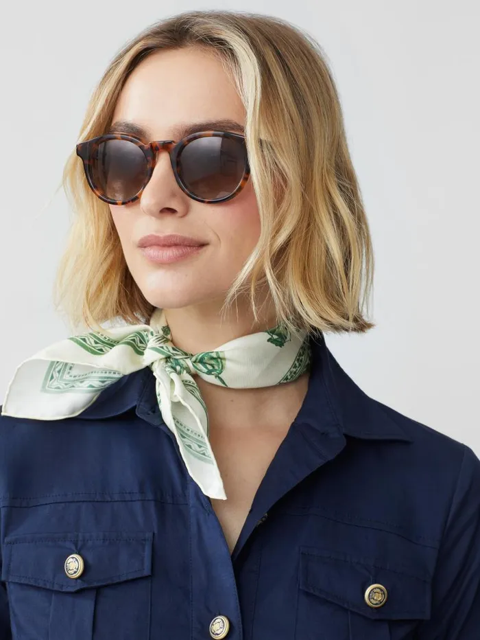 JMcLaughlin Nikka Silk Kerchief In Desert Toile Off Whitegreen Women Scarves JMcLaughlin Nikka Silk Kerchief In Desert Toile Off Whitegreen Women Scarves