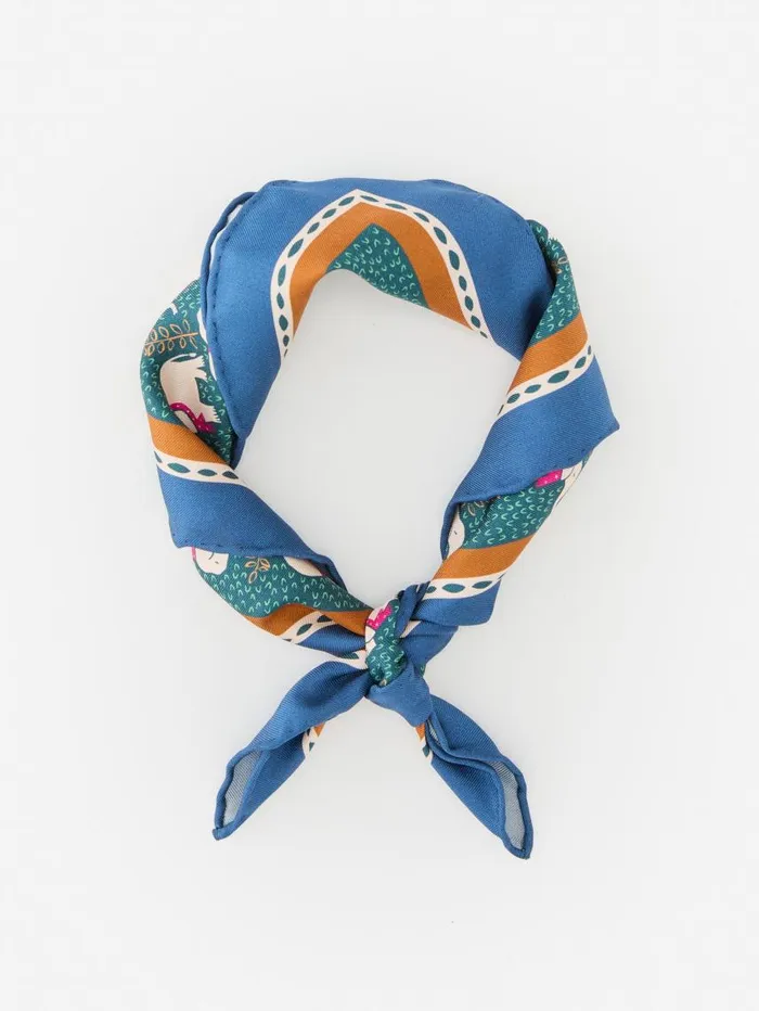JMcLaughlin Nikka Silk Kerchief In Elephant Gate Greennavy Women Scarves