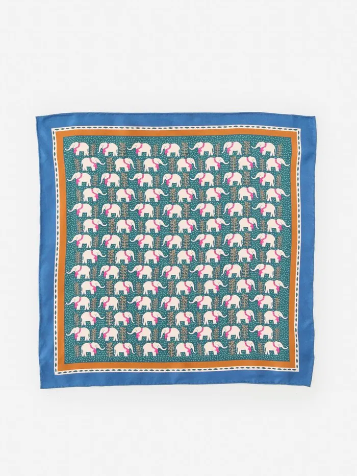 JMcLaughlin Nikka Silk Kerchief In Elephant Gate Greennavy Women Scarves JMcLaughlin Nikka Silk Kerchief In Elephant Gate Greennavy Women Scarves